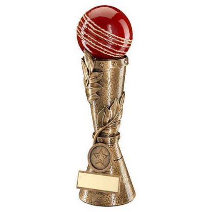 Picture of Brz|gold|red Cricket Ball Leaf Column (1in Centre) - 9in