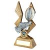 Picture of Brz|pew|gold Rugby Ball And Boot On Pointed Backdrop (1in Centre) - 8in