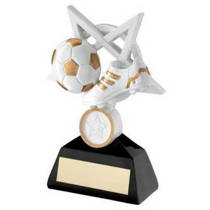 Picture of White|gold|black Football And Boot On 5 Point Star (1in Centre) - 7in