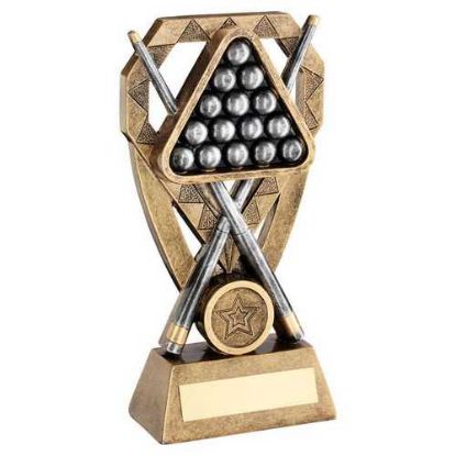 Picture of Brz|pew|gold Pool|snooker Balls With Cues On Diamond (1in Centre) - 7in