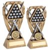 Picture of Brz|pew|gold Pool|snooker Balls With Cues On Diamond (1in Centre) - 7in