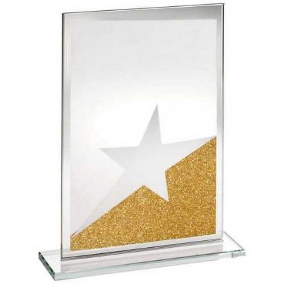 Picture of Jade Glass Rectangle Plaque With Gold|silver Glitter Detail (4mm Thick) - 8in