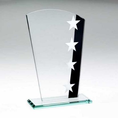 Picture of Jade Glass Shield With Silver|black Star Design (4mm Thick) - 8in