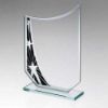 Picture of Jade Glass Curved Plaque With Black|silver Star Design (4mm Thick) - 7.25in