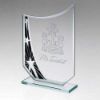 Picture of Jade Glass Curved Plaque With Black|silver Star Design (4mm Thick) - 7.25in