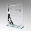 Picture of Jade Glass Curved Plaque With Black|silver Star Design (4mm Thick) - 7.25in