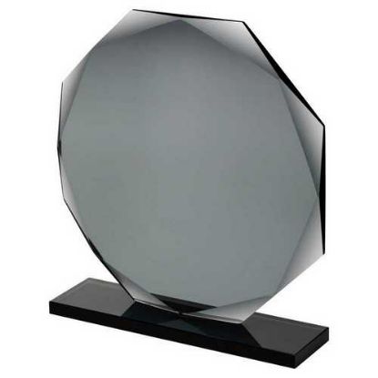Picture of Smoked Black Glass Octagon Plaque (10mm Thick) - 8.75in