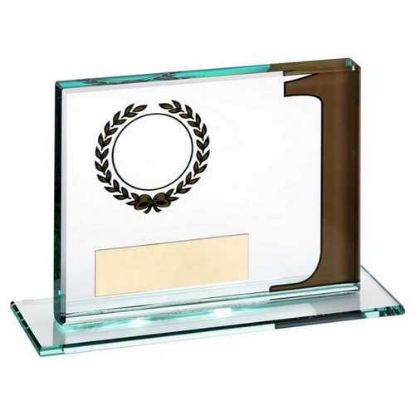 Picture of Jade Glass Plaque With Wreath 12mm Thick (1in Centre) Gold 1st