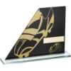 Picture of Xxx Black|gold Printed Glass Plaque With Rugby Boot|ball - 5.75in
