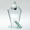 Picture of Jade Glass Pointed Plaque With Half Cricket Ball - 5.75in