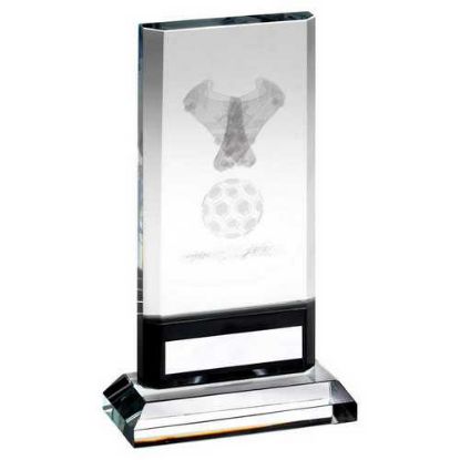 Picture of Clear~black Glass Plaque With Lasered Football Image (15mm Thick)