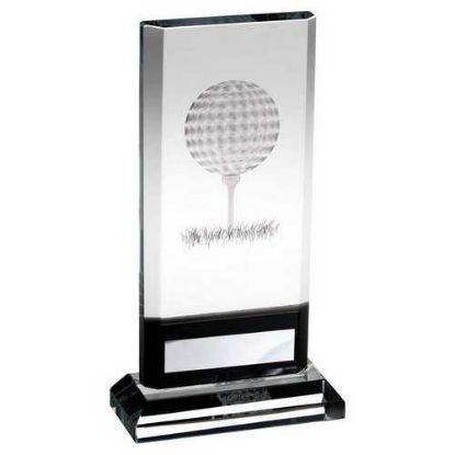 Picture of Clear|black Glass Plaque With Lasered Golf Image (15mm Thick) - 6.75in