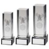 Picture of Clear Glass Lasered Football Column On Black Base - 6in
