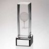 Picture of Clear Glass Lasered Golf Column On Black Base - 7.5in