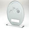 Picture of White|silver Printed Glass Oval With Wreath Design (1in Centre) - 6.5in
