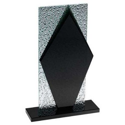 Picture of Black Glass Diamond And Base With Clear Frosted Backdrop - 9.75in
