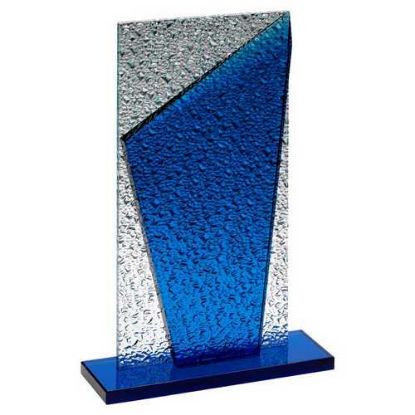 Picture of Blue Glass Plaque And Base With Clear Frosted Backdrop