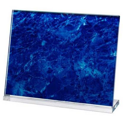 Picture of Blue Marble Backed Clear Glass Landscape Plaque